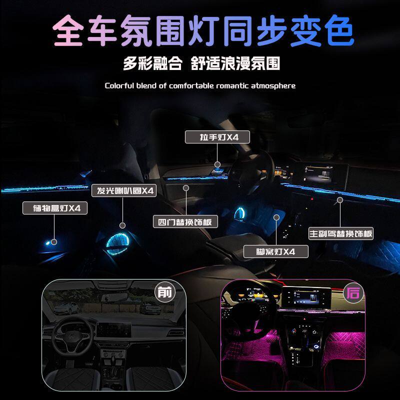 适用于23-24款大众朗逸氛围灯车内改装镭雕气氛灯车载星空流水灯