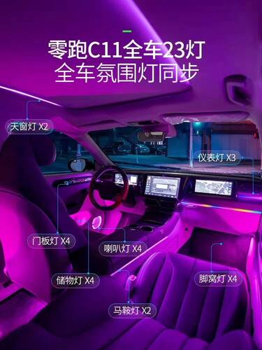 适用于零跑C01C11氛围灯动态幻彩专用64色汽车气氛灯原厂车内改装