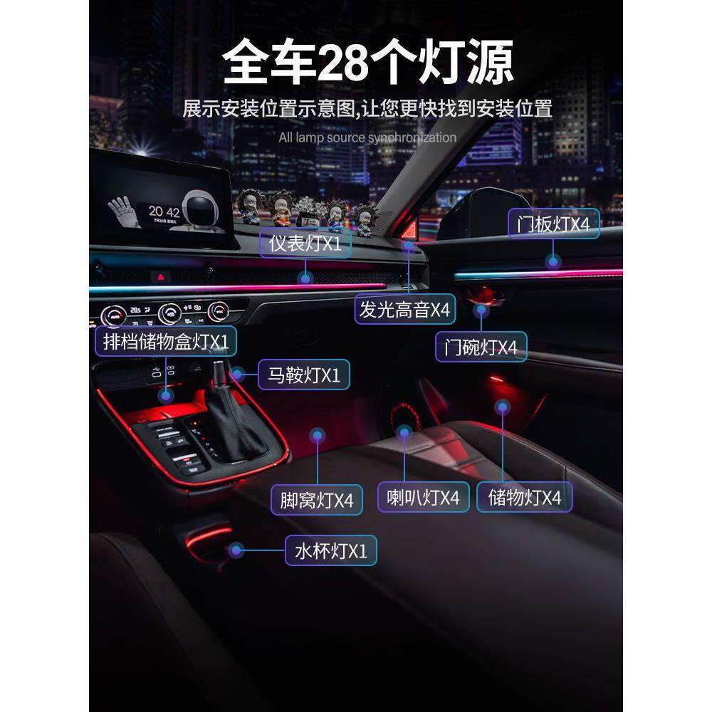 17-23款本田皓影CRV氛围灯车内饰改装动态光影幻彩专用64色气氛灯