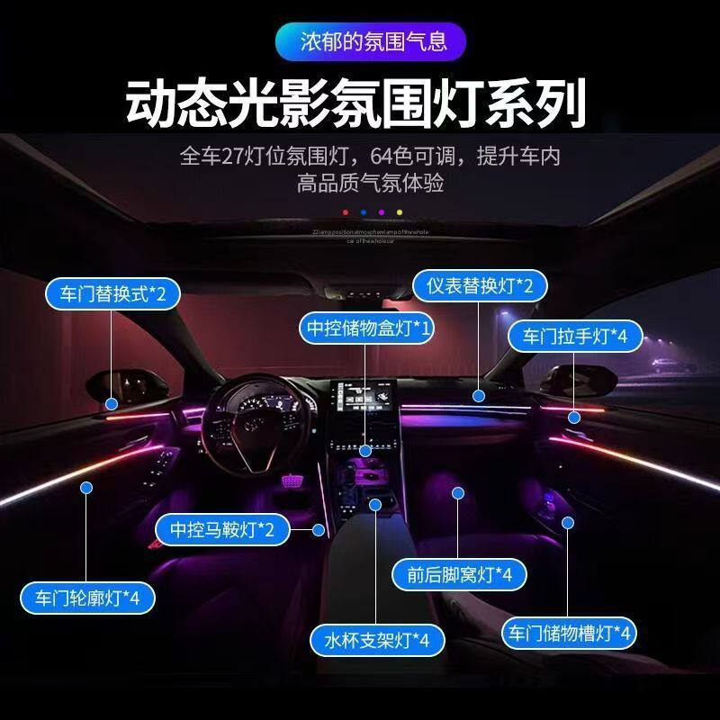 适用于丰田亚洲龙氛围灯改装专用星空飘带动态幻彩车内脚窝气氛灯