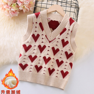 女童毛衣背心春秋款2025新款中大童外穿无袖上衣儿童针织衫马甲女