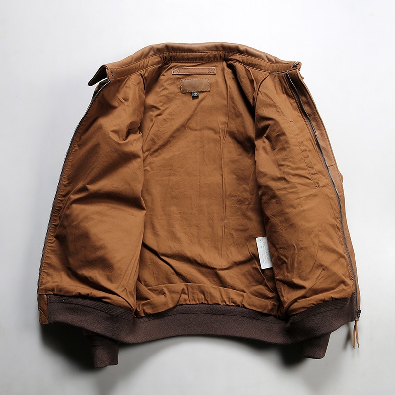 AVFLY翅膀刺绣A2真皮飞行服夹克 男头层油蜡牛皮皮衣男装