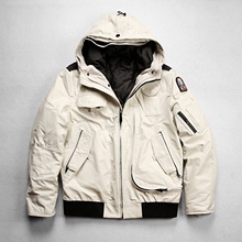 可拆卸内胆连帽真皮羽绒服男多功能休闲运动登山滑雪服黄牛皮皮衣