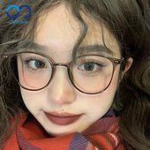 韩版 冷茶色眼镜女素颜神器近视可配有度数散光眼睛框大脸圆脸显瘦