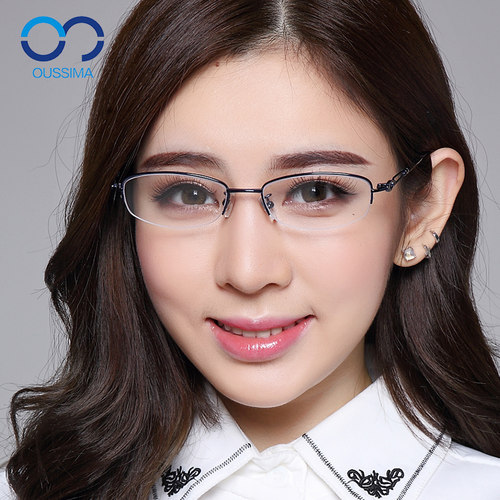 小脸眼镜半框商务女椭圆