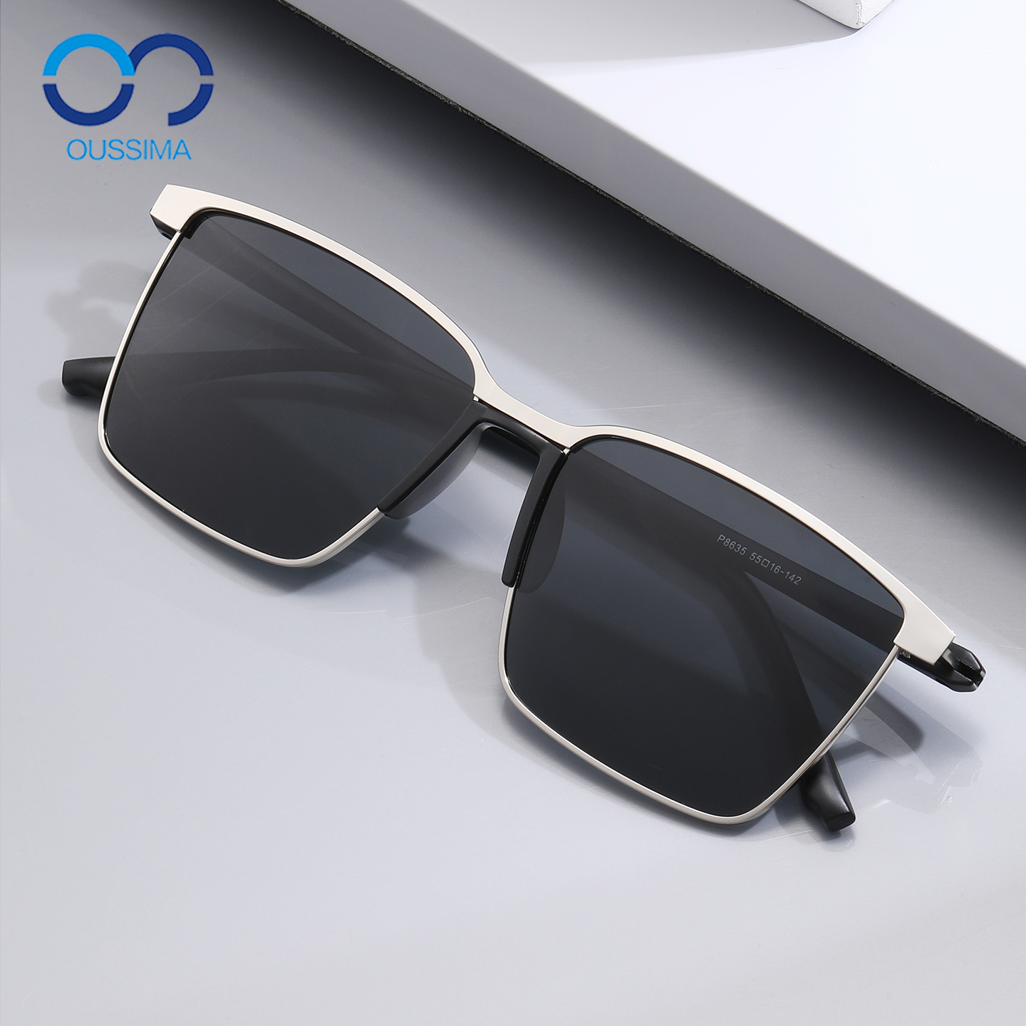 金属方形框偏光男士驾驶太阳眼镜