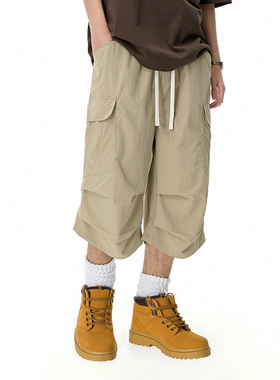 工装口袋七分裤2025春夏新品潮牌日系美式山系休闲裤男