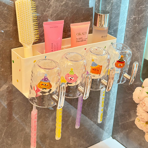 免打孔卫生间牙刷架可拆卸牙刷杯