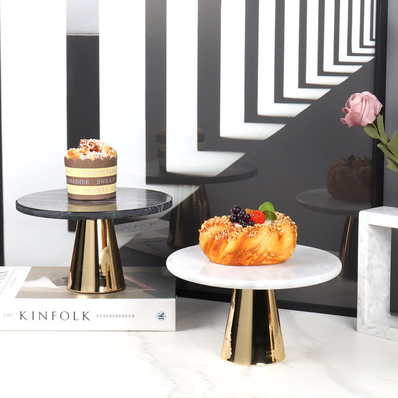 现代轻奢天然大理石蛋糕展示托盘生日宴会婚宴糕点寿司甜品盘摆台