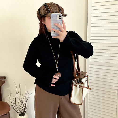 乃粒22687大码女装半高领毛衣上衣打底衫25冬胖妹妹mm内搭针织衫