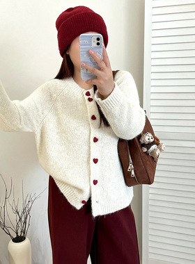 乃粒23288大码女装圆领插肩袖毛衣外套25冬胖mm宽松软糯针织开衫