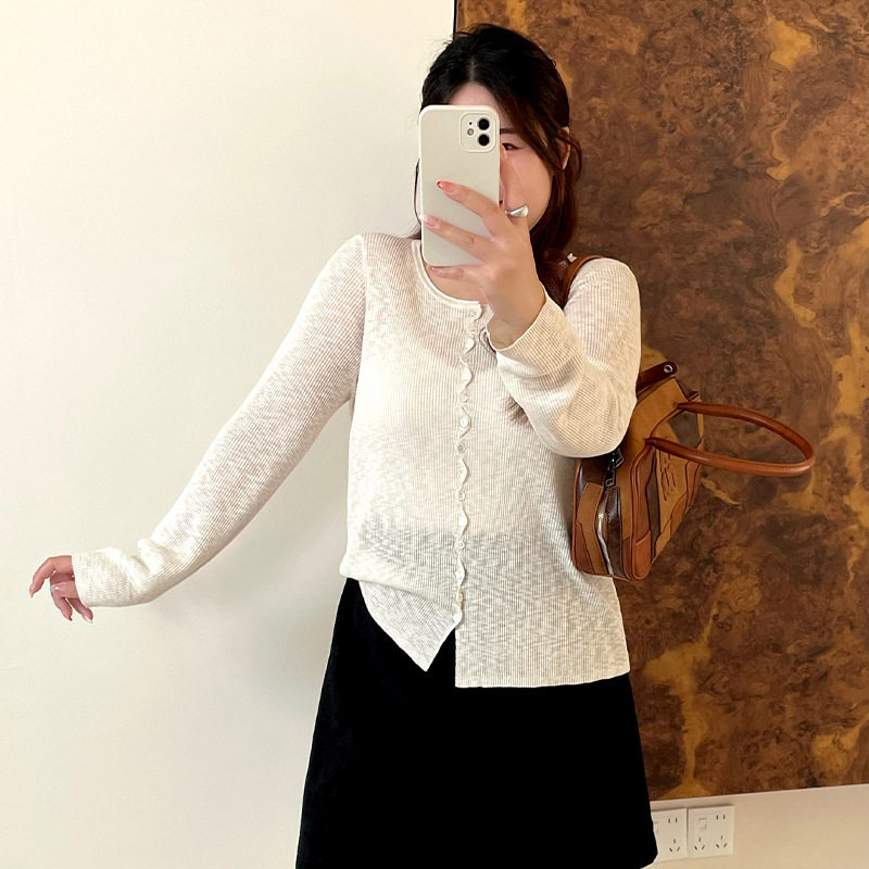 乃粒25061大码女装胖mm薄款简约针织开衫女2026秋款百搭显瘦外搭