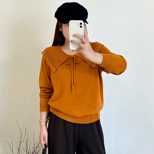 乃粒23717大码女装镂空钉珠上衣女休闲毛衣2025冬胖mm宽松针织衫