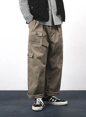 一本番长Cargo straight pants美式复古工装休闲裤男宽松直筒裤潮