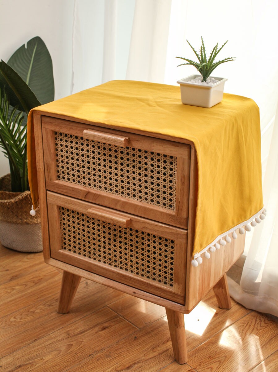 침대 옆 테이블 커버 유니버설 커버 작은 식탁보 사각형 수건 식탁보 먼지 커버 냉장고 커피 테이블 천으로 세탁기 순수 코튼