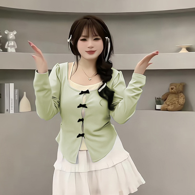 大码胖mm秋季时尚辣妹假两件T恤