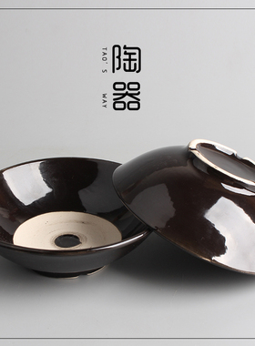 酒碗仿古古代小碗喝酒的黑色复古蒸饭钵家用土钵水浒传好汉道具碗