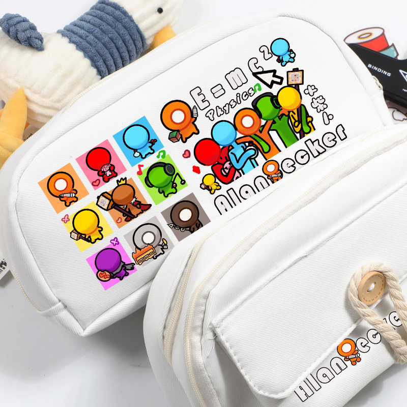 火柴人动漫AB柴周边Alan Becker黄红蓝绿二次元吧唧学生帆布收纳笔袋大容量文具袋五色组卡通高颜值文具盒