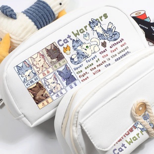 猫武士周边Warriors Cat可爱卡通松鸦羽蓝星冬青叶暗尾同人吧唧谷子二次元动漫笔袋文具袋大容量男女中小学生