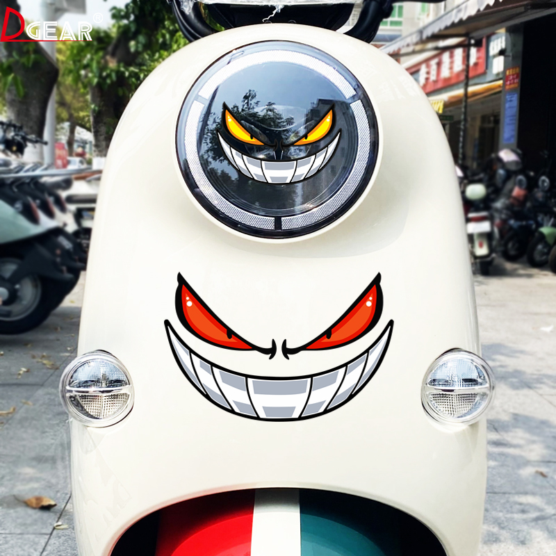 恶魔坏笑眼睛车贴汽车划痕个性创意电动车摩托车机车防水遮瑕贴纸