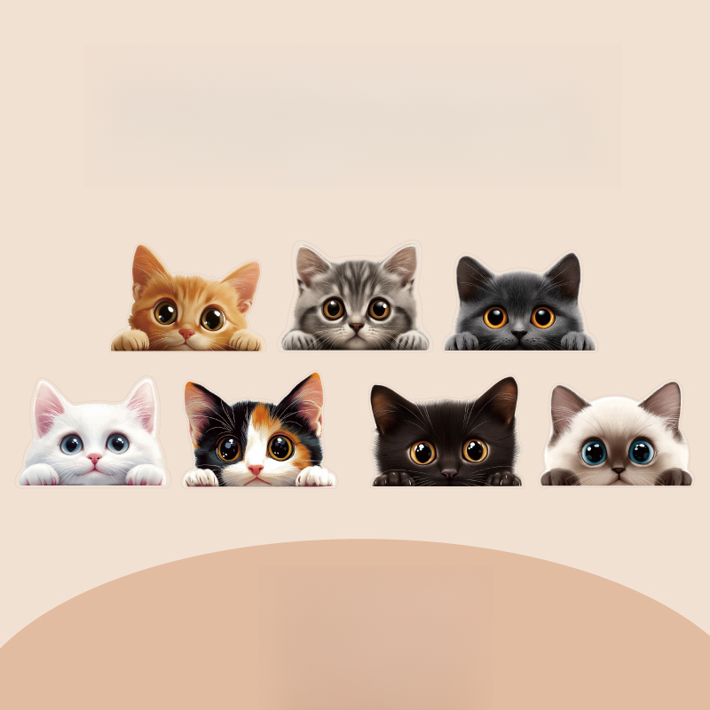 偷窥趴趴猫车贴可爱汽车身划痕遮挡贴创意防水电动车摩托贴画贴纸