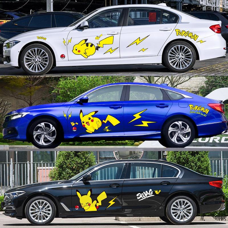 卡通可爱皮卡丘车贴汽车车身车门划痕遮挡贴大号贴纸防水防晒贴画