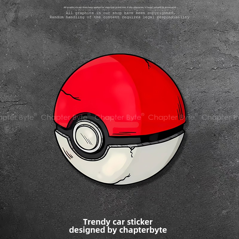 卡通宝可梦精灵球车贴个性创意汽车贴纸电动车摩托车划痕遮挡贴画
