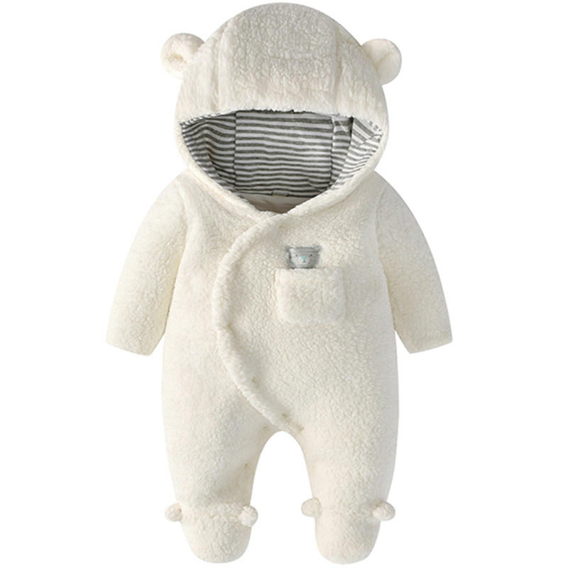 网红婴儿春秋装洋气冬季连体衣出门抱服两三个月宝宝包脚小熊棉衣