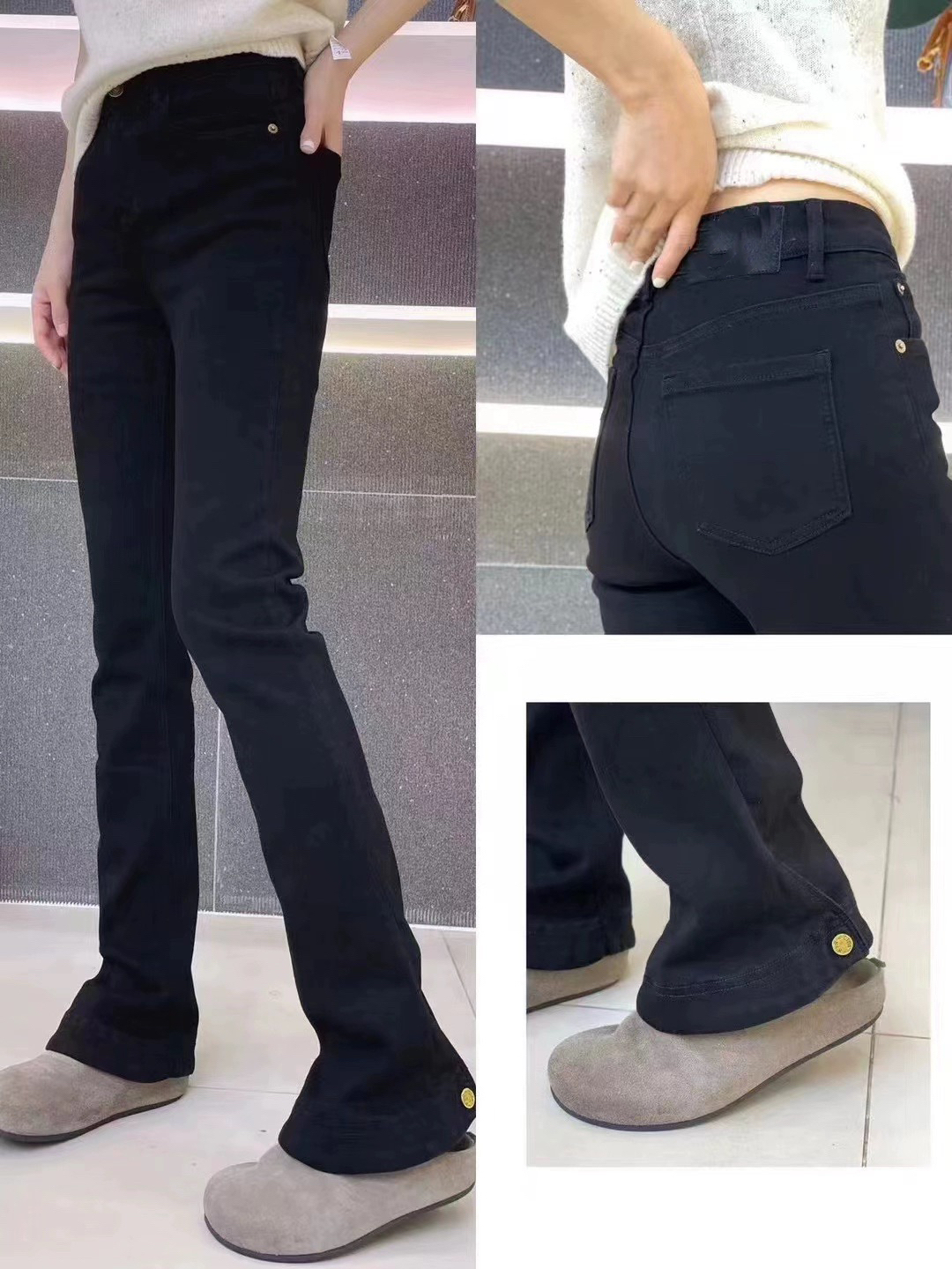欧洲站马蹄裤欧货牛仔裤女2025秋冬高腰黑色显瘦喇叭裤修身显腿长