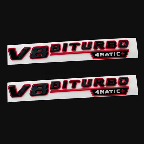 适用奔驰V8BITURBO4AMTIC+四驱车标叶子板标侧标车身贴改装黑红色
