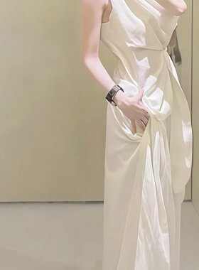 时尚千金风慵懒风连衣裙法式纯欲性感斜肩上衣高腰休闲宽松阔腿裤