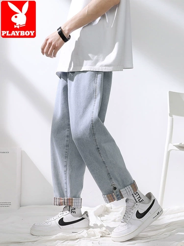 Playboy, джинсы, тонкие трендовые штаны, повседневные брюки, оверсайз, свободный прямой крой