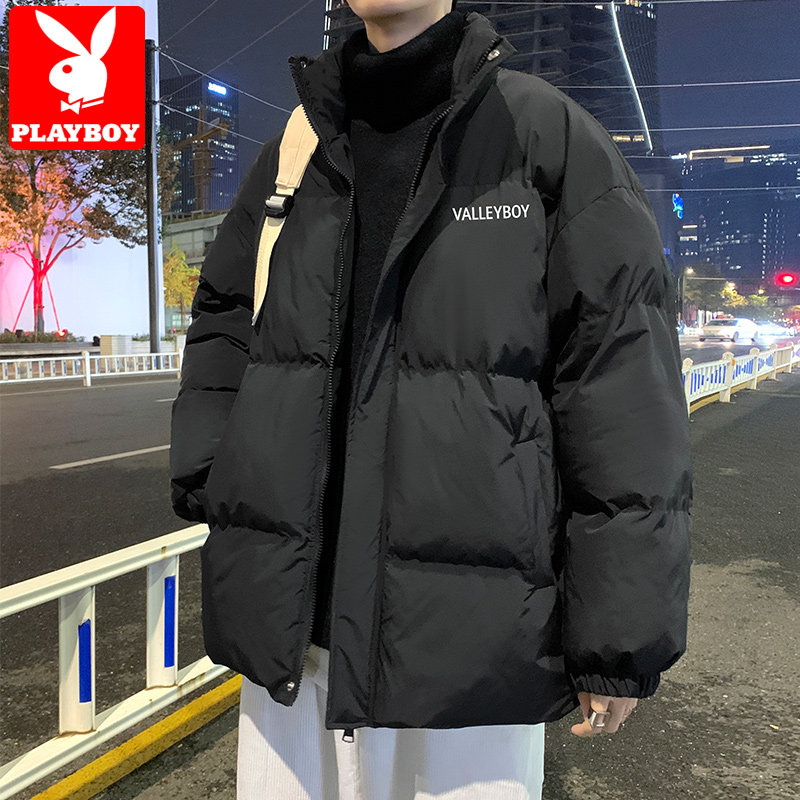 花花公子羽绒棉服男士冬季美式休闲潮牌加绒保暖棉衣外套冬天棉袄