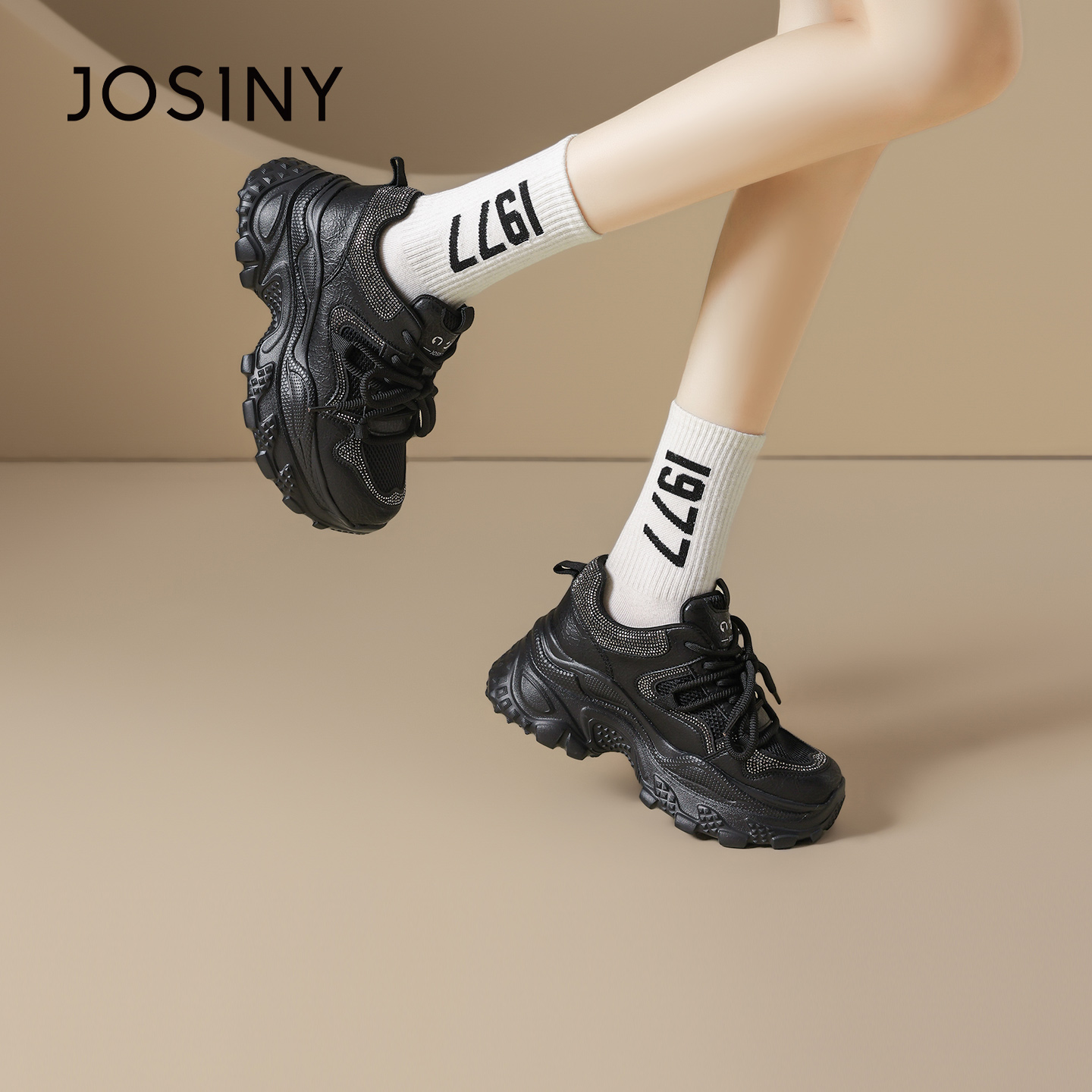 卓诗尼厚底老爹鞋女增高运动休闲