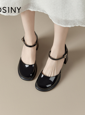 卓诗尼2024新款春款鞋子玛丽珍女鞋粗跟高跟鞋商场同款4J2A33081