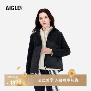 AIGLE艾高Polartec300加厚保暖防风锁温全拉链抓绒休闲上衣女外套
