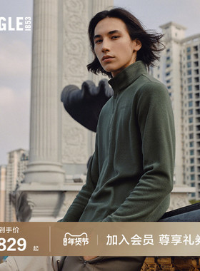 AIGLE艾高男士上衣Polartec抓绒衣户外休闲保暖打底衫经典内搭