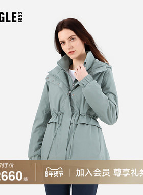 AIGLE艾高秋冬款防风法式上衣防水透汽保暖收腰女棉服外套女士