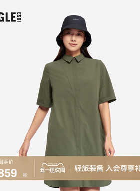 AIGLE艾高女士衬衫裙户外休闲衣防紫外线速干短袖连衣裙夏季BF40