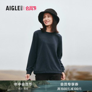 AIGLE艾高秋冬女士保暖时尚 圆领抓绒休闲上衣加厚外套 户外经典
