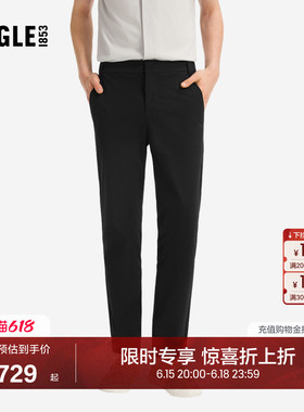 AIGLE艾高夏秋季男士黑色DFT速干户外休闲直筒长裤子BC65