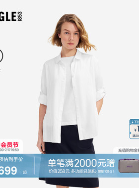 AIGLE艾高女士七分袖衬衫开衫上衣女装休闲衬衣经典春款BZ62