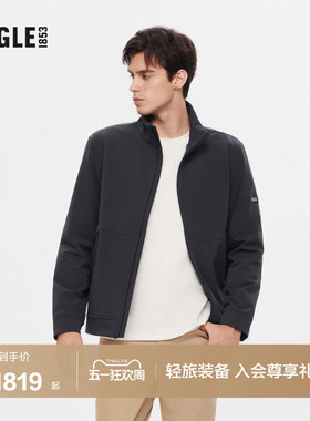 AIGLE艾高男士外套防泼水上衣SOFTSHELL软壳衣休闲时尚百搭夹克