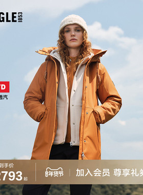 AIGLE艾高女士棉服外套棉袄防风防水透汽冬季户外保暖中长款棉衣