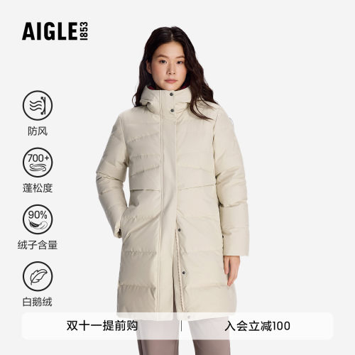 AIGLE艾高防风透汽抗水羽绒服26年秋冬季保暖女士白鹅绒外套CF36