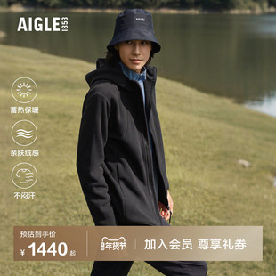 AIGLE艾高男士外套polartec200全拉链抓绒衣户外休闲保暖上衣