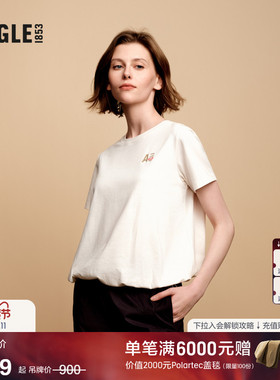 AIGLE艾高夏秋季抗菌DFT运动休闲速干短袖吸湿T恤女士白色上衣