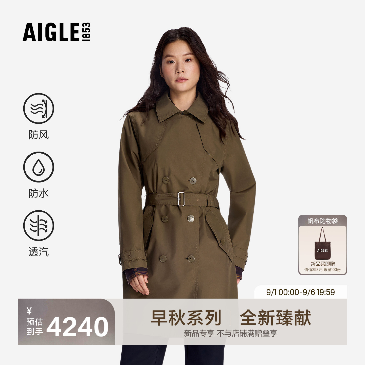 艾高新款风衣外套防风防水透汽图片