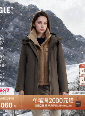 AIGLE艾高鹅绒羽绒服中长款女士法式秋冬款外套上衣防风保暖BD21