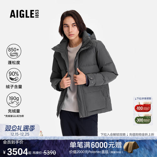 艾高男士鹅绒羽绒服户外防风保暖